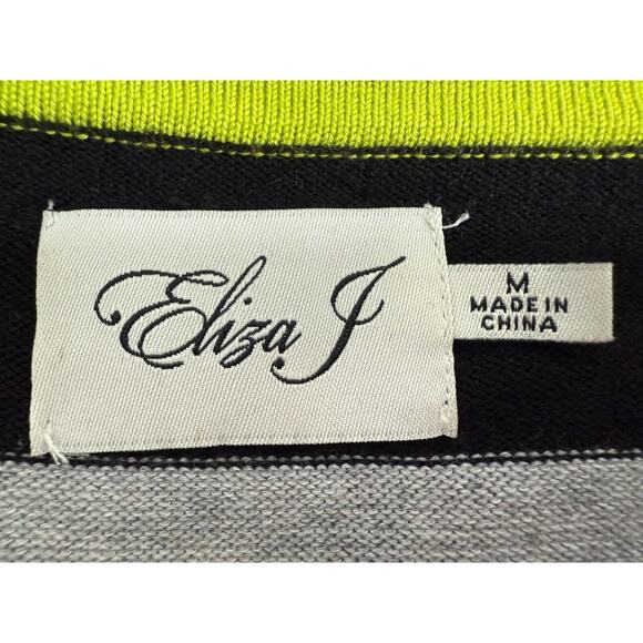 Eliza J Striped Sweater Dress Womens Size Medium Fit & Flare Gray Black White - Picture 10 of 11